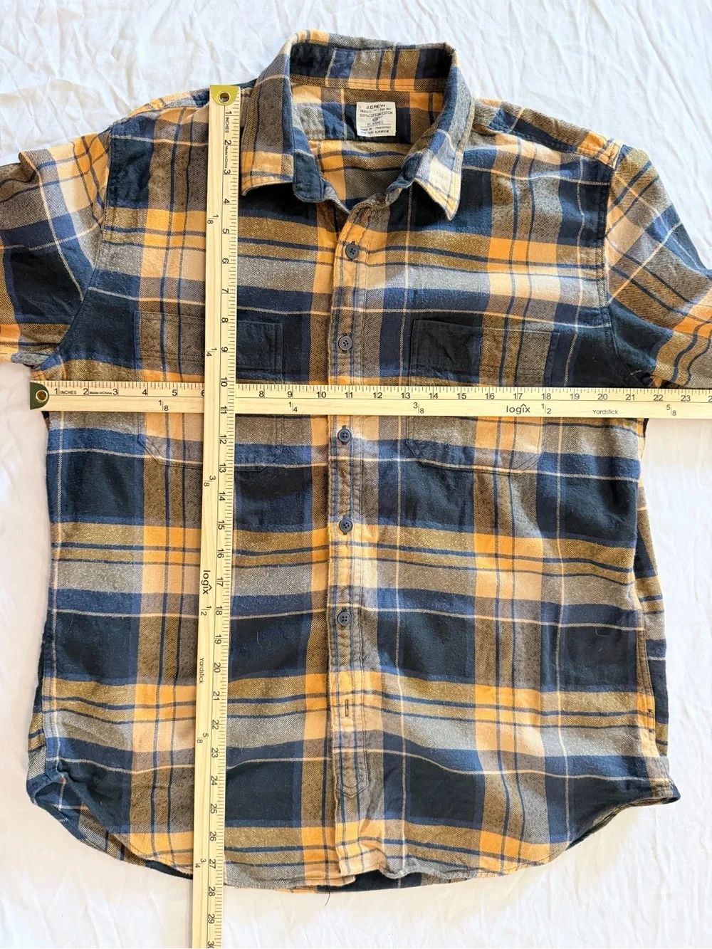 J. Crew Yellow & Navy Plaid Button-Down Shirt